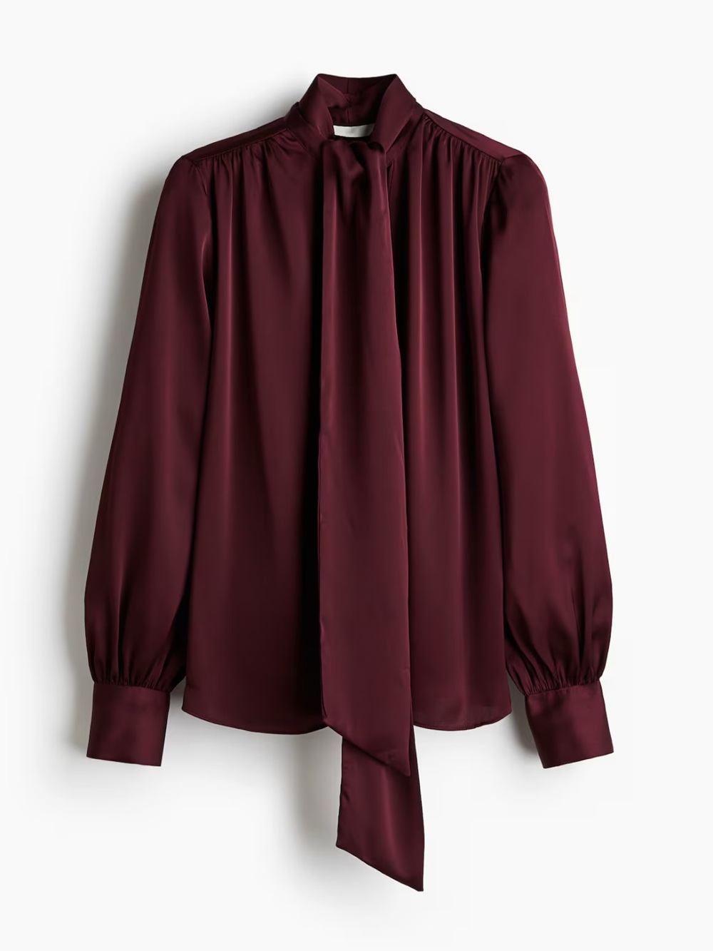 H&M Burgundy Tie-Neck Blouse